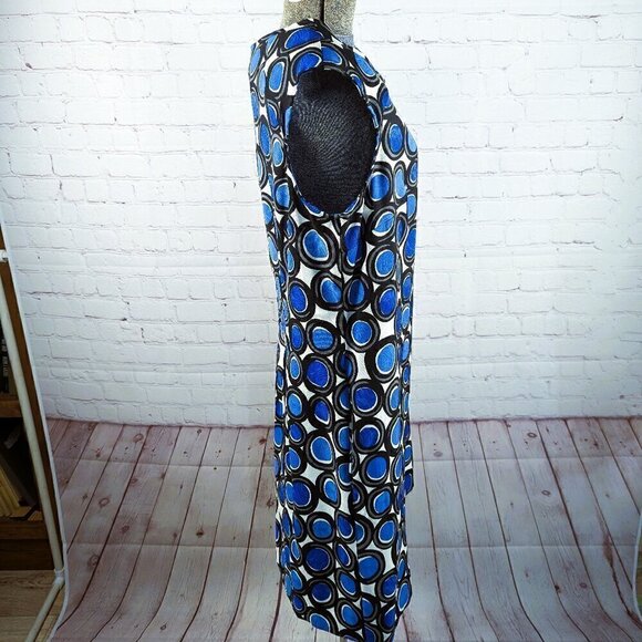 AB Studio Blue/Black/White Circles Sleeveless Dress - Picture 4 of 9